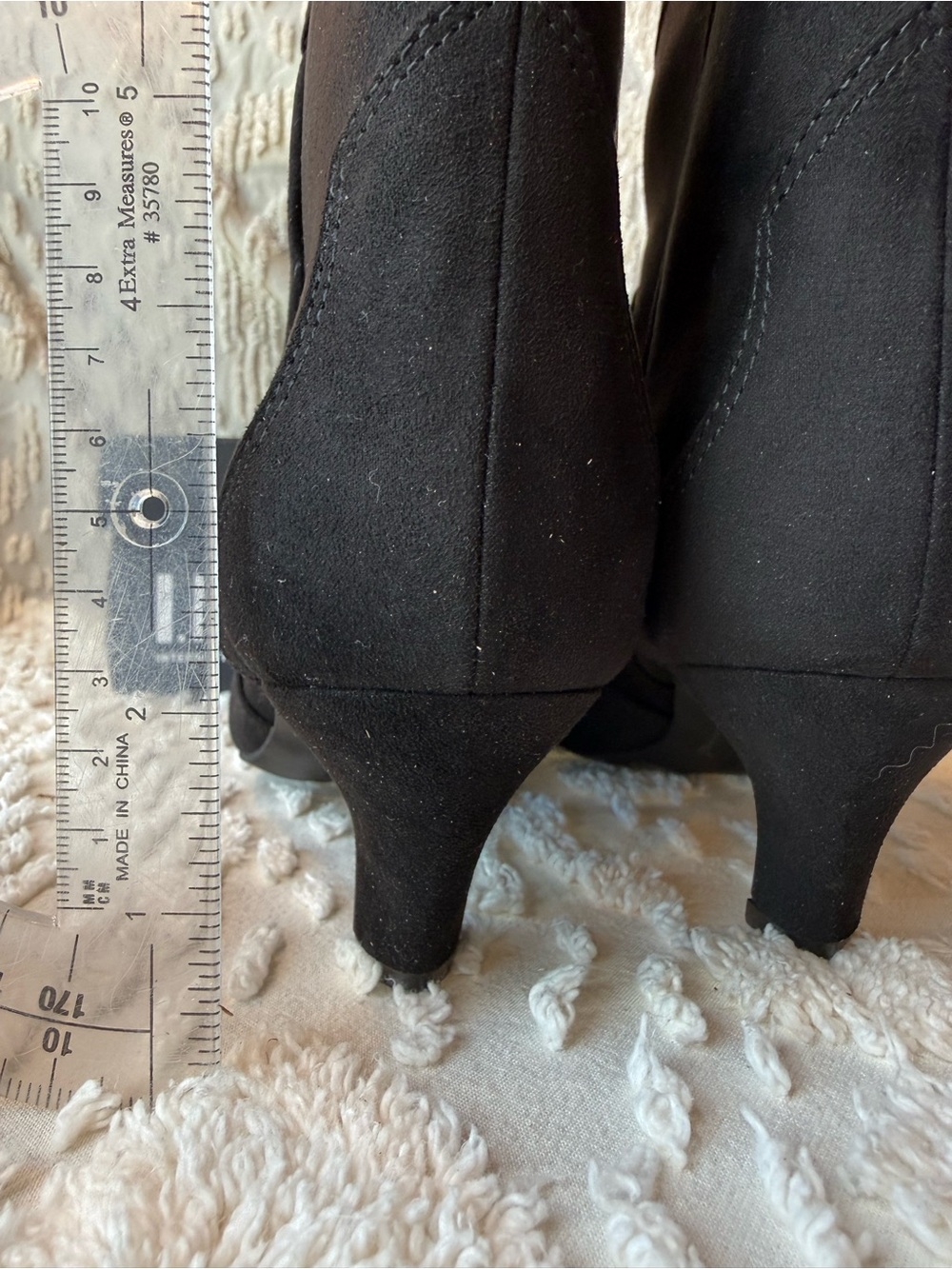 INC International Concepts Black Suede Pointed Ankle Booties with Side Zip #728 - Picture 5 of 5